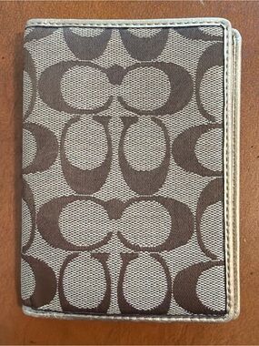Coach Brown Tan Signature Passport Cover